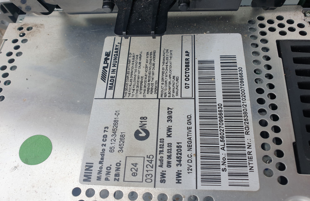 Mini Cooper R56 Boost CD Player Speedo Clocks Used Car Parts UK