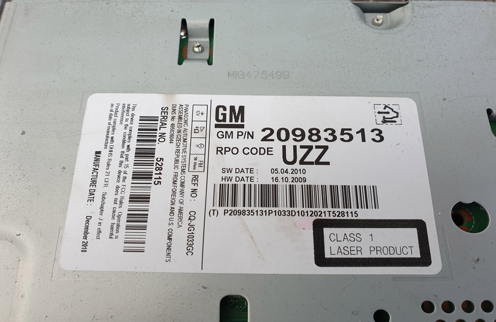 Vauxhall Astra J CD Player CD 400 Used Car Parts UK