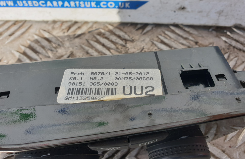 Vauxhall Zafira heater control panel 13250622 Used Car Parts UK