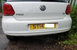 VW Polo rear bumper in white LB9A with parking sensors 6R 2009-2014
